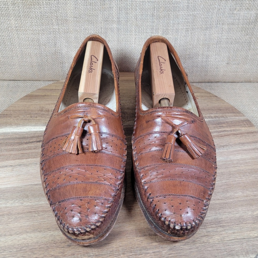 VTG Lorenzo Banfi Tassel Loafers Made In Italy Mens 10 Handcrafted Leather Shoes - Picture 2 of 9